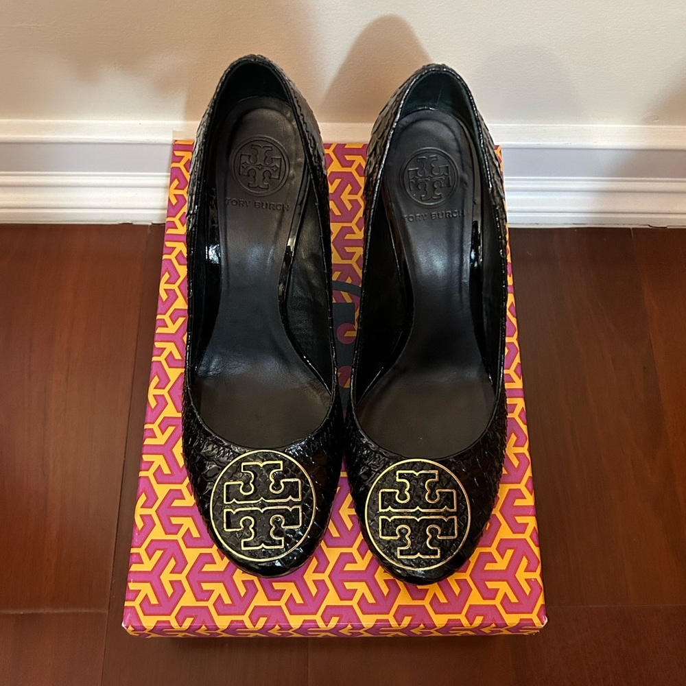 Tory Burch patent leather wedges